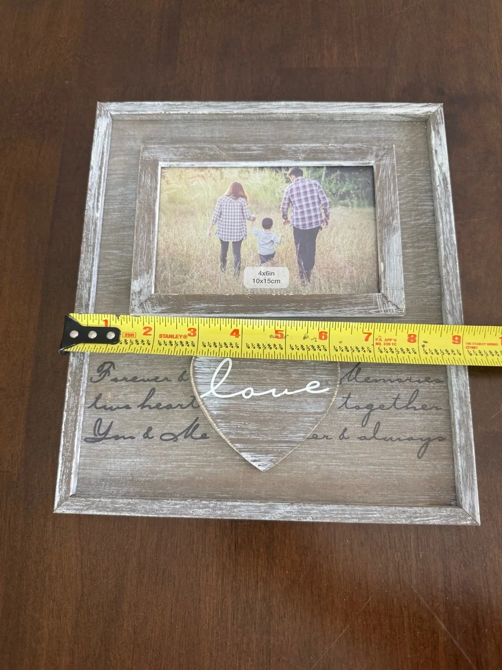 Rustic Farmhouse Love 4x6 Picture Frame Gray Distressed Wood Heart Decor